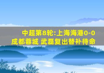 中超第8轮:上海海港0-0成都蓉城 武磊复出替补待命